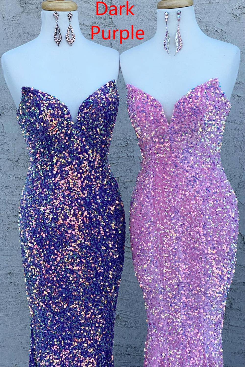 Fuchsia Mermaid Prom Dress with Strapless Sequins