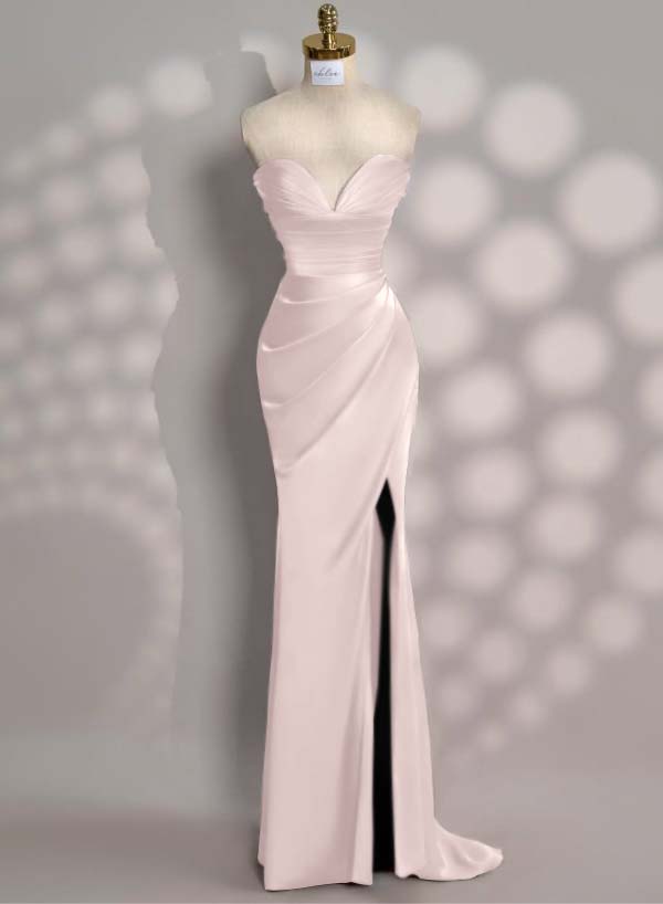 Charming Red Split Pleated Evening Dress