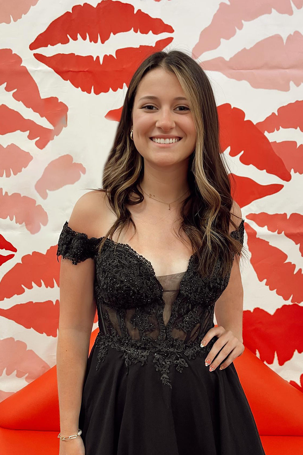 Sparkly Black Off the Shoulder A-Line Chiffon Short Homecoming Dress/Mini Dress with Lace