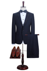Modern Slim Fit Dark Navy Notched Lapel Men's Wearhouse Wedding Suits