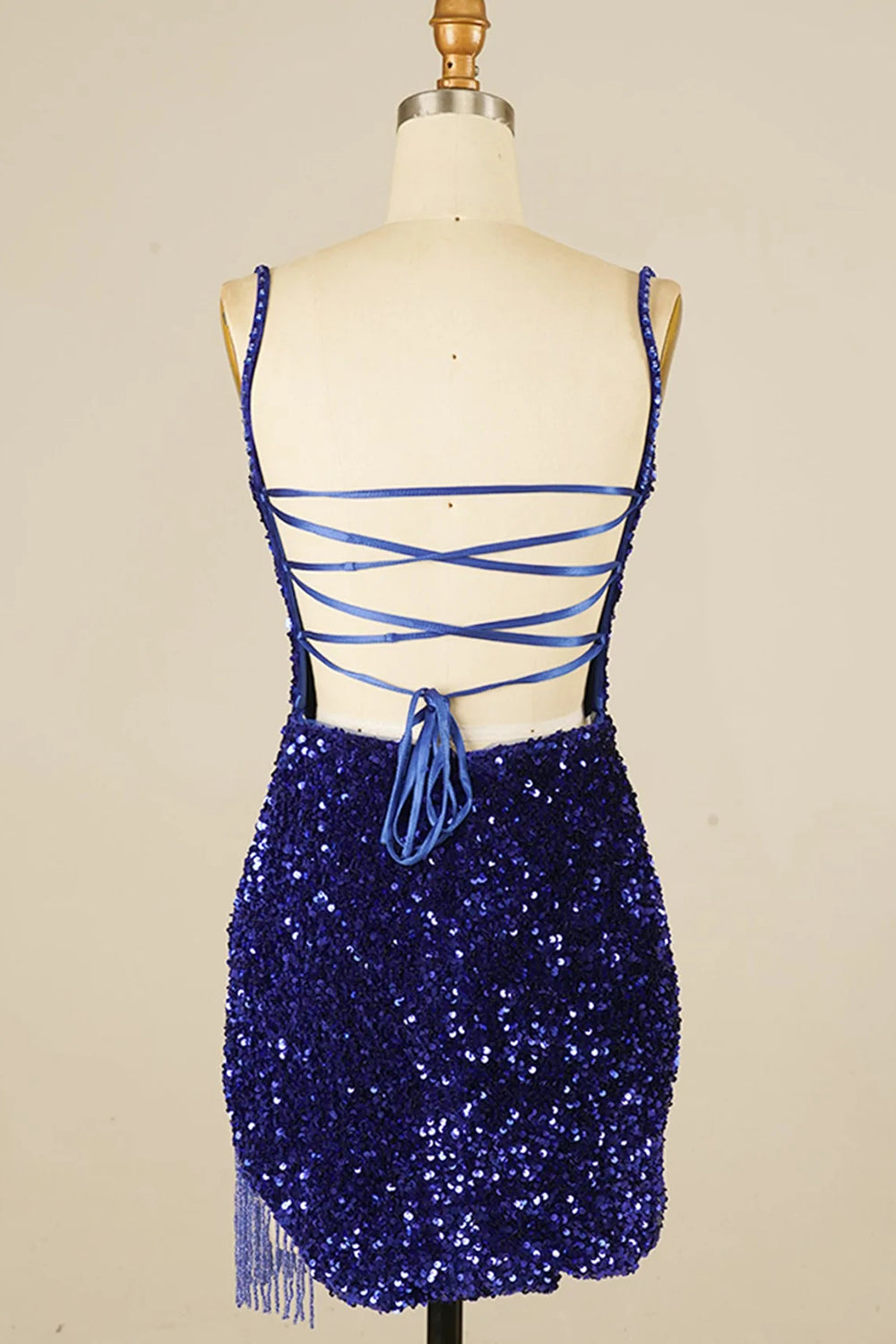 Royal Blue Sequined Tight Homecoming Dress/Mini Dress with Fringes