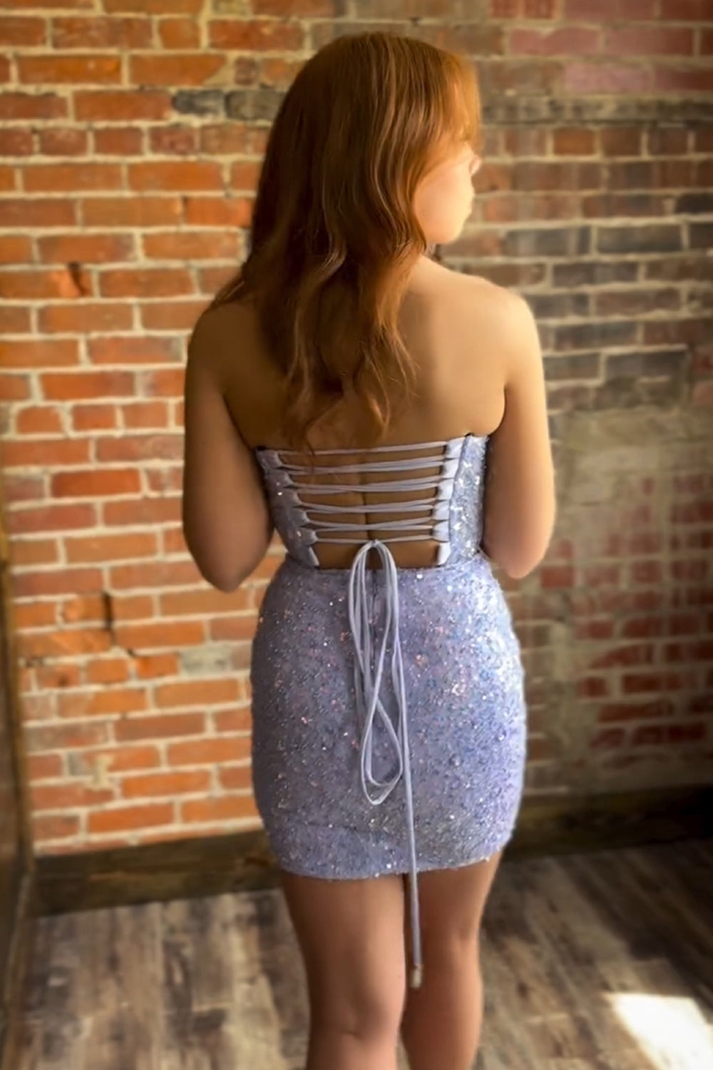 Sparkly Fuchsia Bodycon Sweetheart Sequins Corset Tight Short Homecoming Dress/Mini Dress