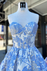 Blue Corset A Line Short Homecoming Dress/Mini Dress