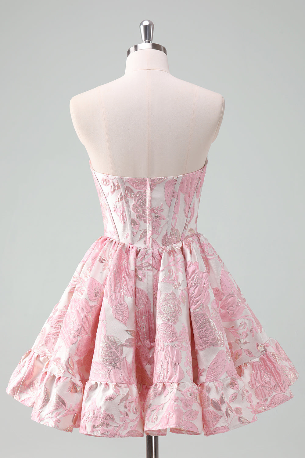Pink Corset Strapless A Line Short Homecoming Dress/Mini Dress