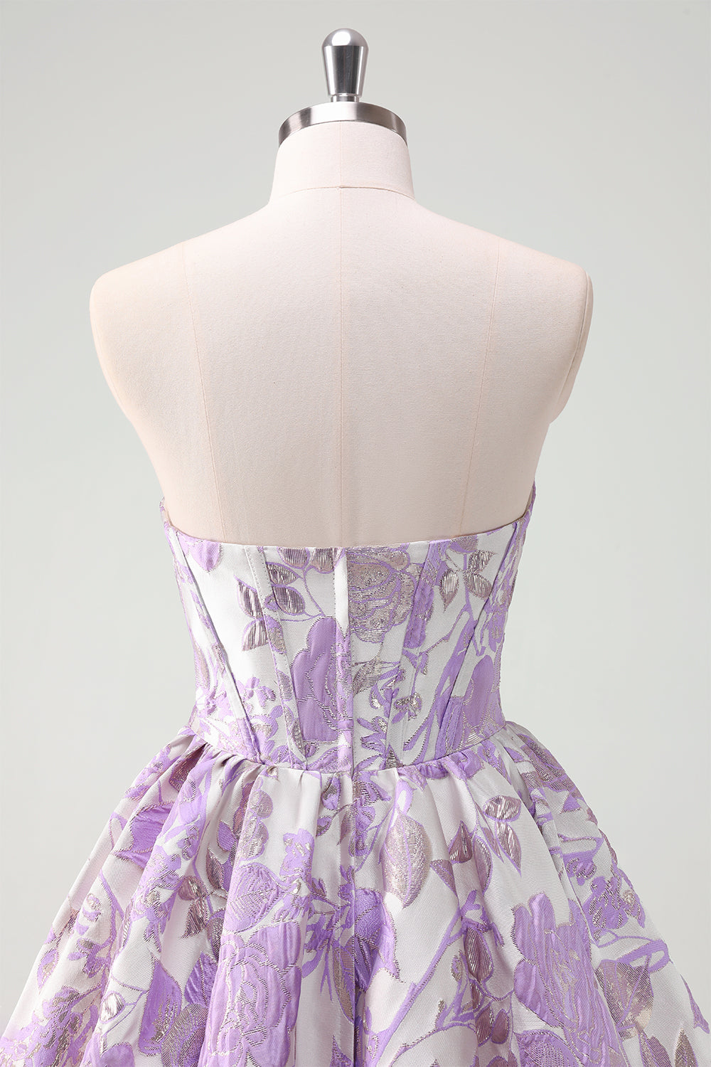 Fluffy Blue Floral Corset Strapless A Line Short Homecoming Dress/Mini Dress