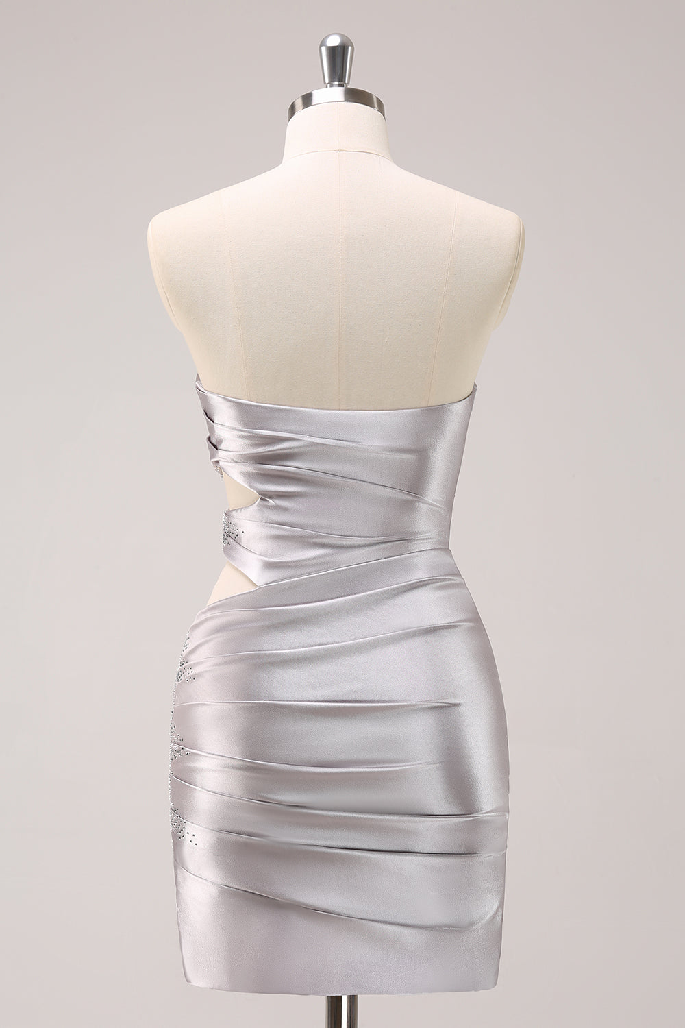 Sparkly Silver Beaded Short Tight Homecoming Dress/Mini Dress