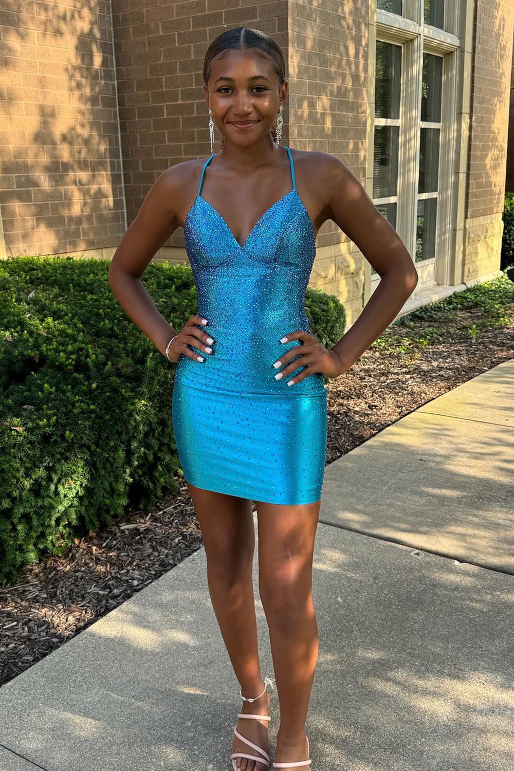 Sparkly Golden Beaded Tight Short Homecoming Dress/Mini Dress
