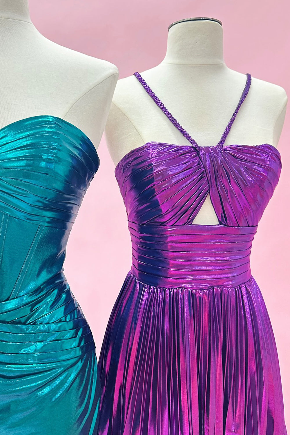 Fuchsia A Line Halter Pleated Short Homecoming Dress/Mini Dress