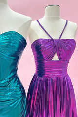 Dark Purple A Line Halter Short Homecoming Dress/Mini Dress