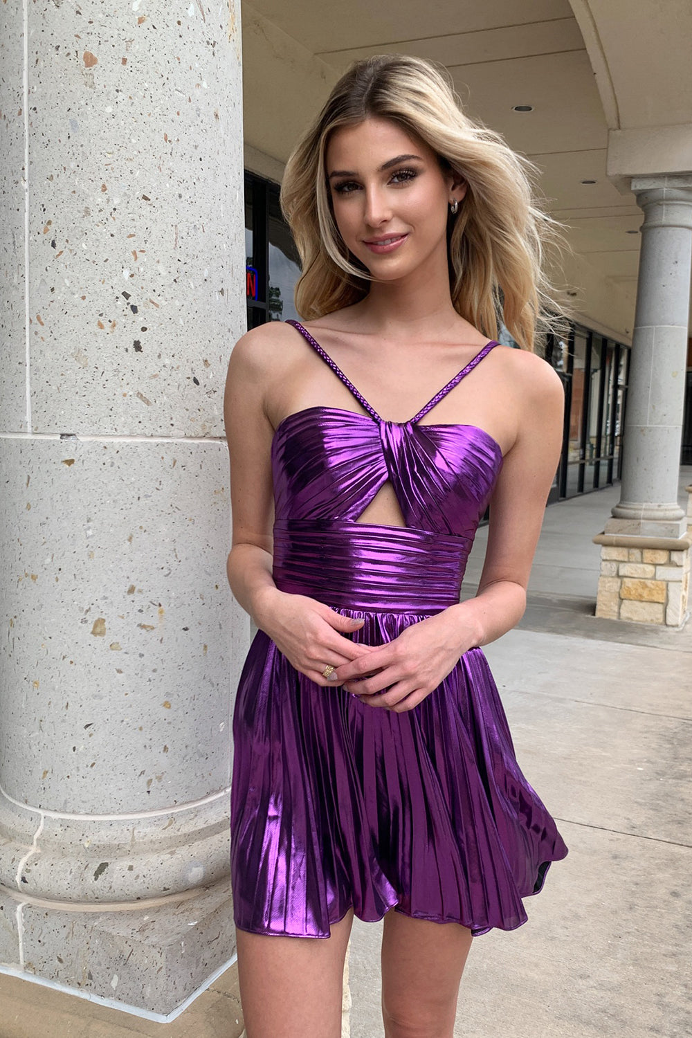 Golden A Line Halter Short Homecoming Dress/Mini Dress