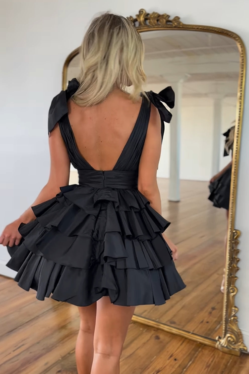 Blue A Line Short Homecoming Dress/Mini Dress With Ruffles