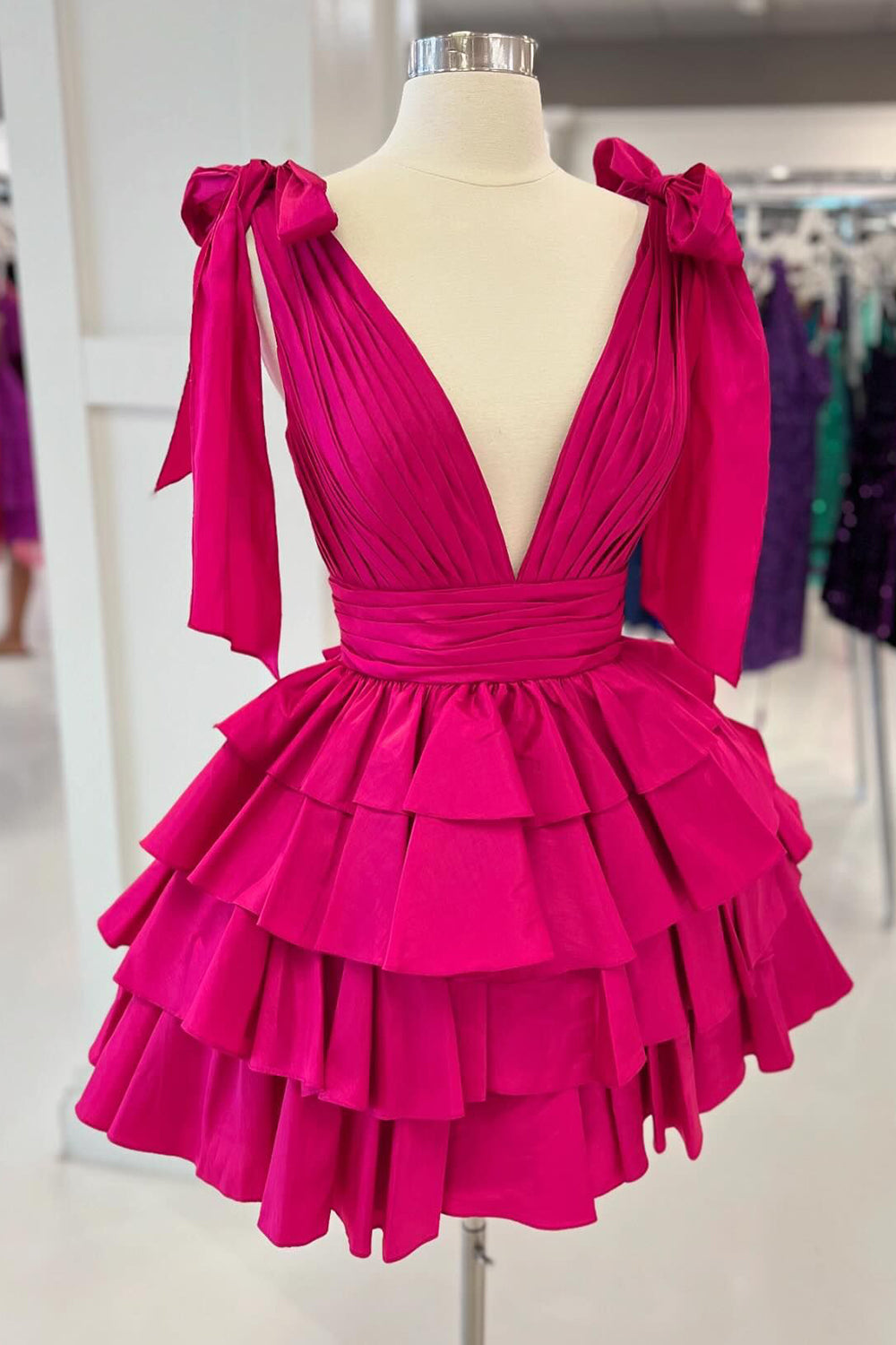 Blue A Line Short Homecoming Dress/Mini Dress With Ruffles