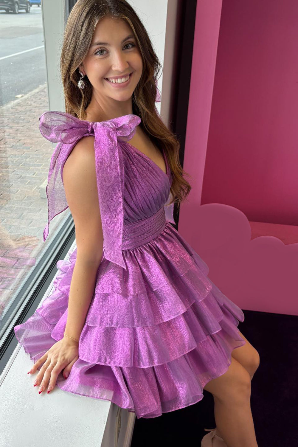 A Line Royal Blue Short Homecoming Dress/Mini Dress With Ruffles