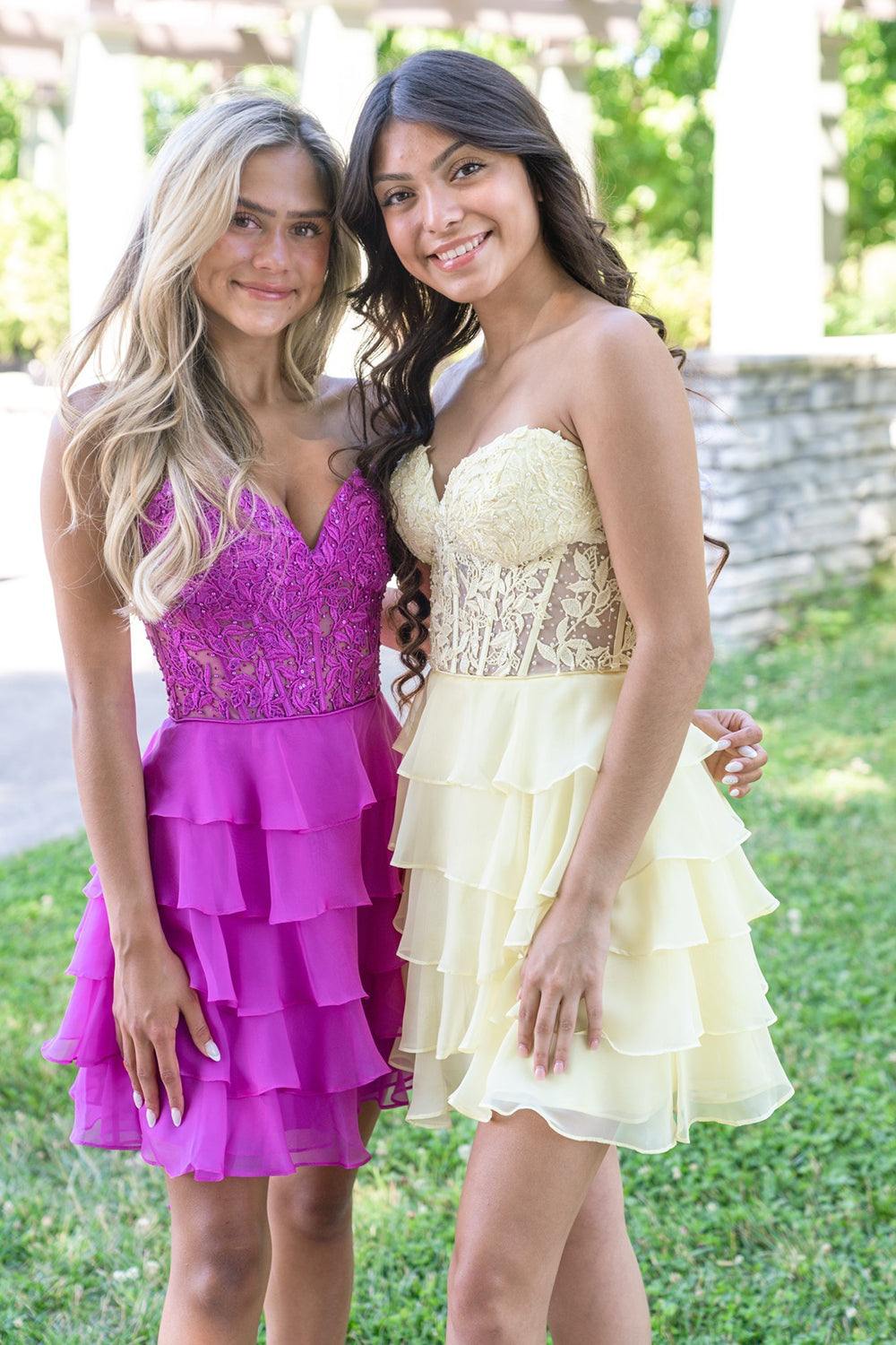 Sparkly A Line Pink Strapless Corset Short Homecoming Dress/Mini Dress with Ruffles
