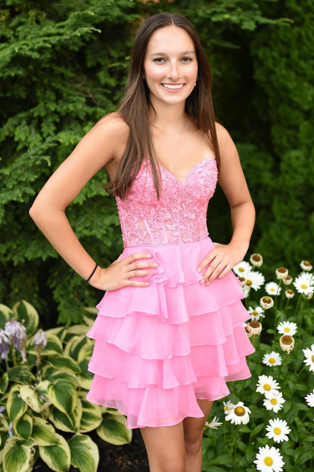 Sparkly Lilac Corset Beaded A Line Short Homecoming Dress/Mini Dress with Ruffles