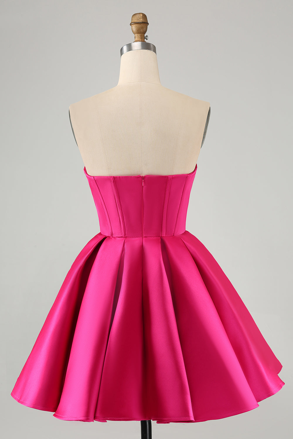 Trendy Fuchsia Corset A Line Strapless Short Homecoming Dress/Mini Dress with Beadings