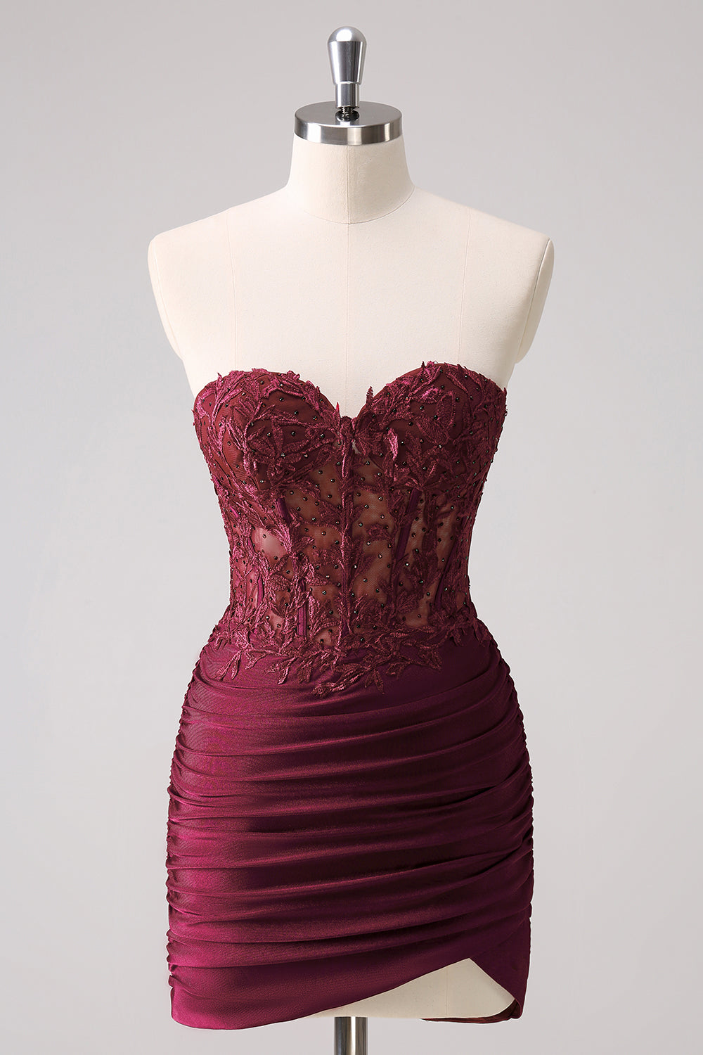 Sparkly Lilac Strapless Corset Sequins Short Tight Homecoming Dress/Mini Dress