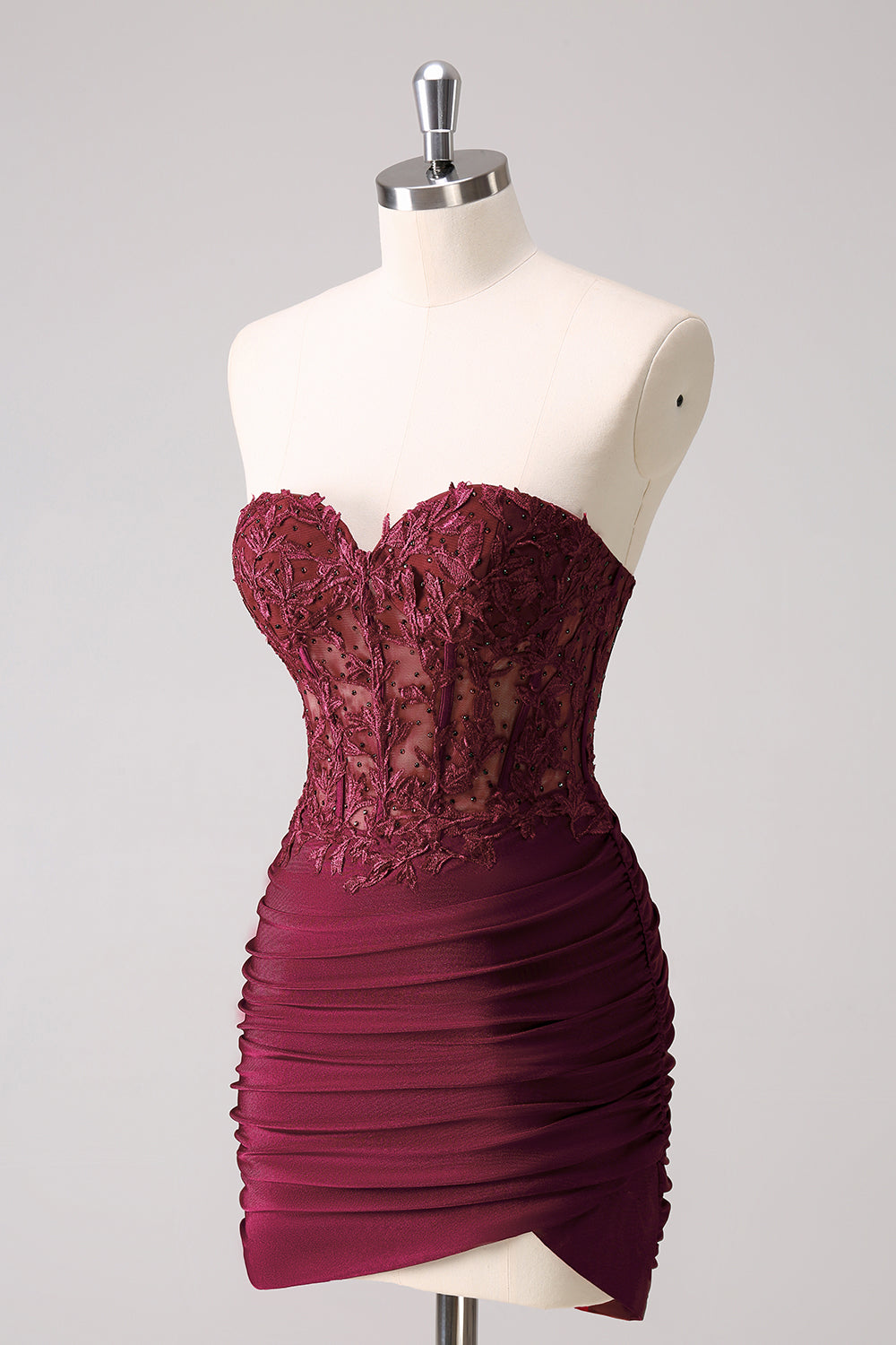 Sweetheart Beaded Corset Dress in Fuchsia for Homecoming