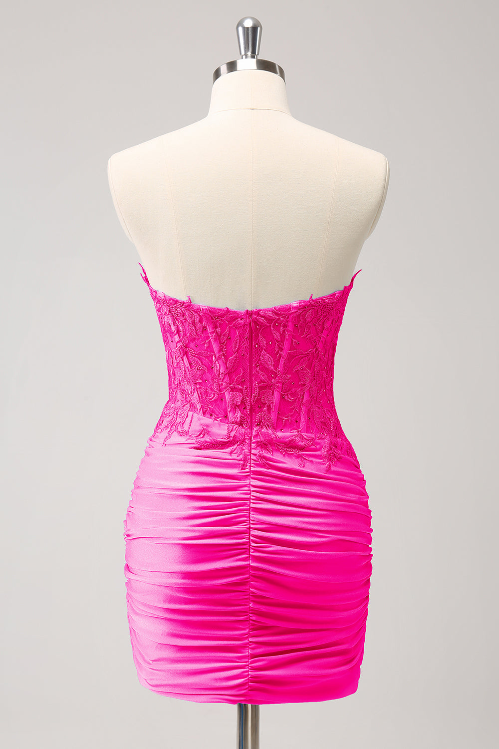 Sweetheart Beaded Corset Dress in Fuchsia for Homecoming