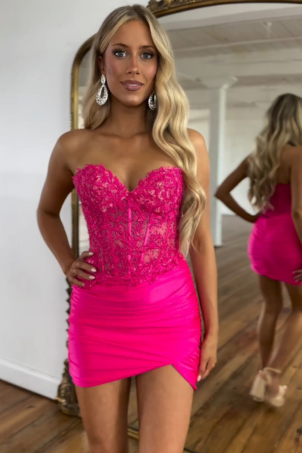 Sparkly Lilac Strapless Corset Sequins Short Tight Homecoming Dress/Mini Dress