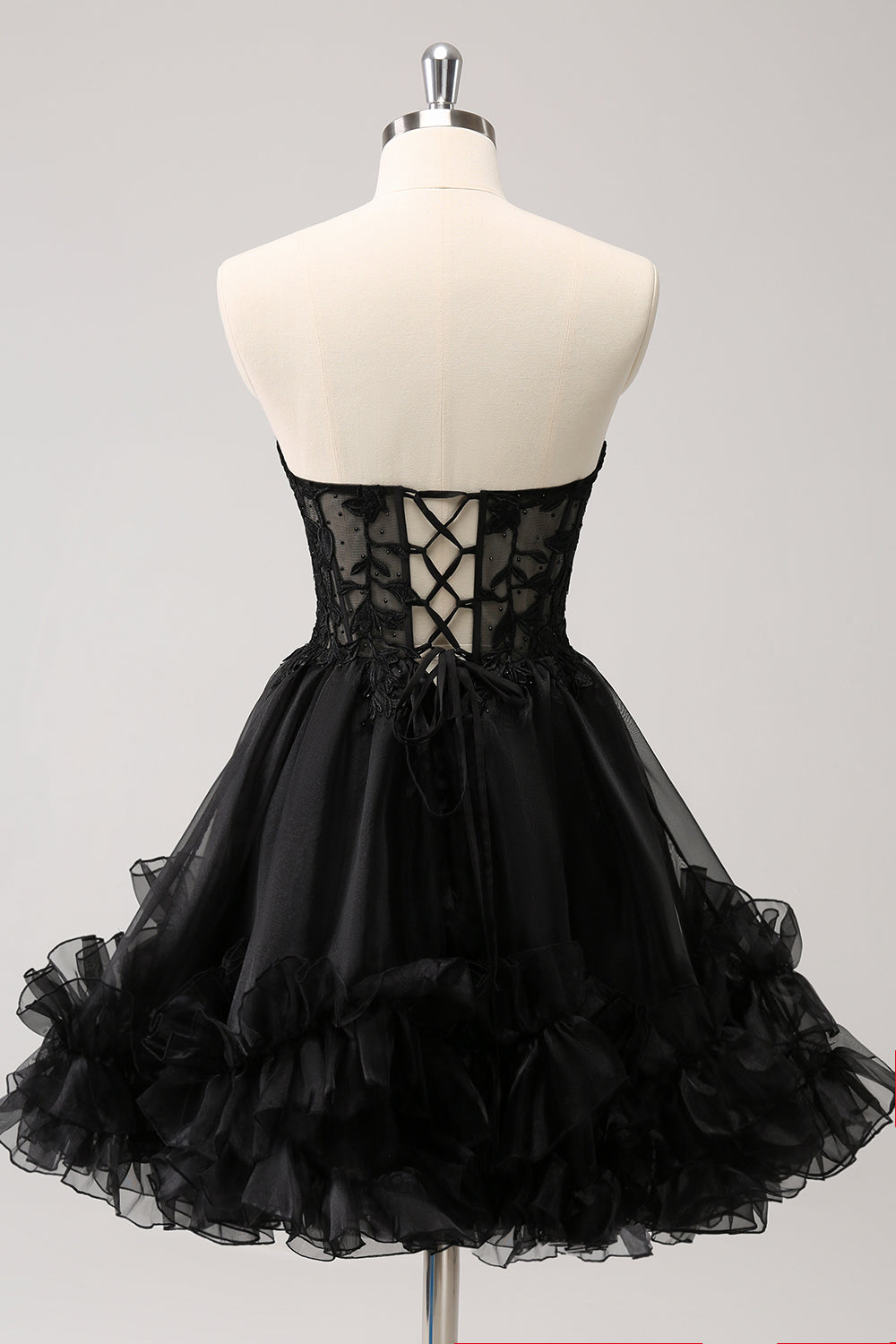 Cute Pink Strapless Corset A Line Tiered Short Homecoming Dress/Mini Dress