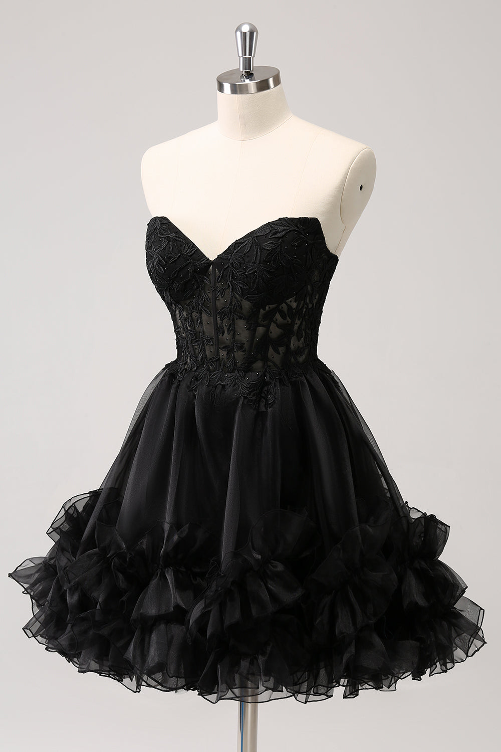 Cute Pink Strapless Corset A Line Tiered Short Homecoming Dress/Mini Dress