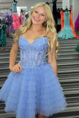Sparkly Red Strapless Corset A Line Short Homecoming Dress/Mini Dress With Beadings