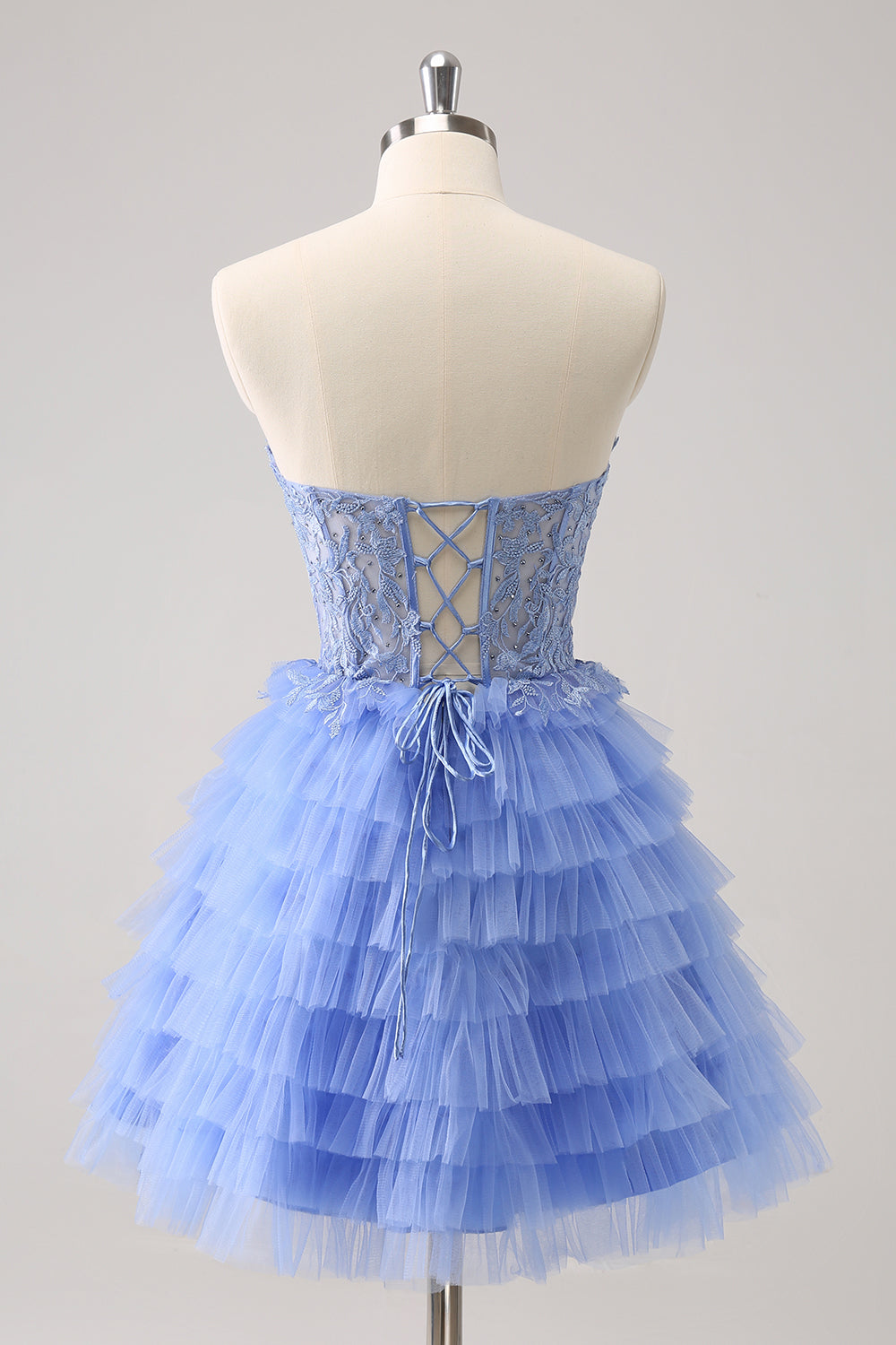 Lilac A Line Sweetheart Tiered Short Homecoming Dress/Mini Dress With Appliques
