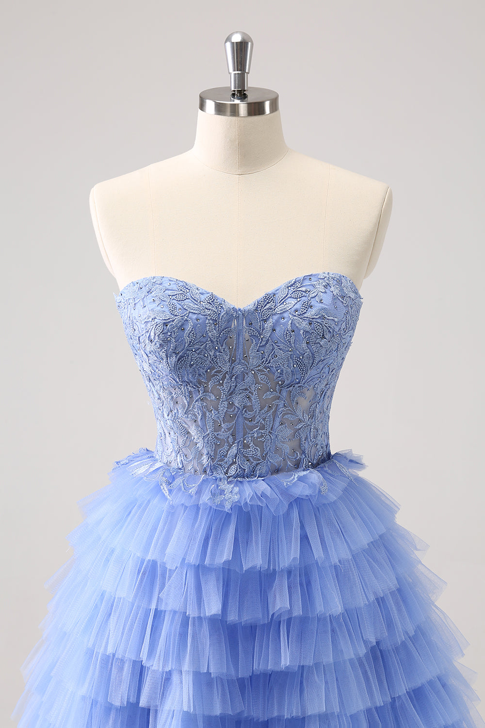 Lilac A Line Sweetheart Tiered Short Homecoming Dress/Mini Dress With Appliques