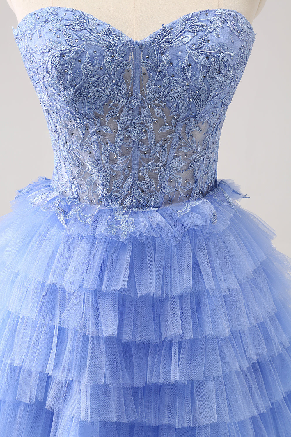 Lilac A Line Sweetheart Tiered Short Homecoming Dress/Mini Dress With Appliques