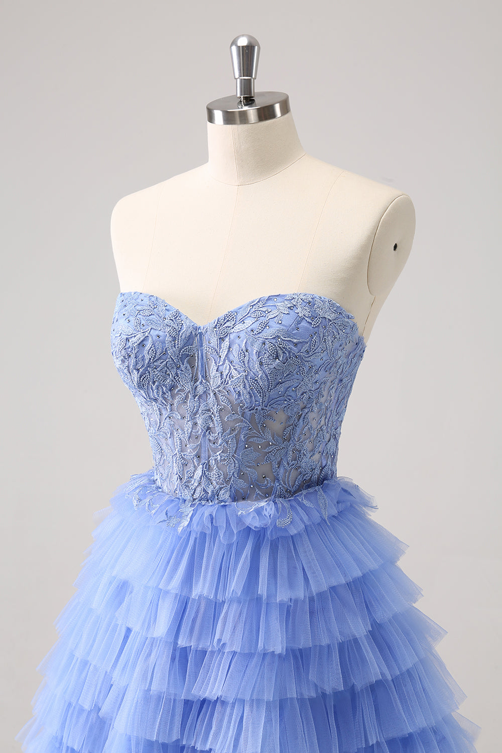 Lilac A Line Sweetheart Tiered Short Homecoming Dress/Mini Dress With Appliques