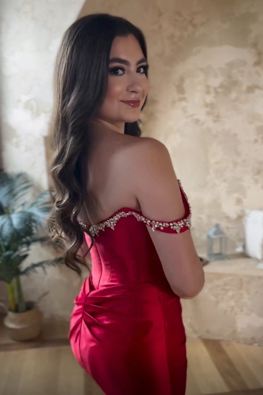Sparkly Red Off The Shoulder Tight Short Homecoming Dress/Mini Dress with Beadings