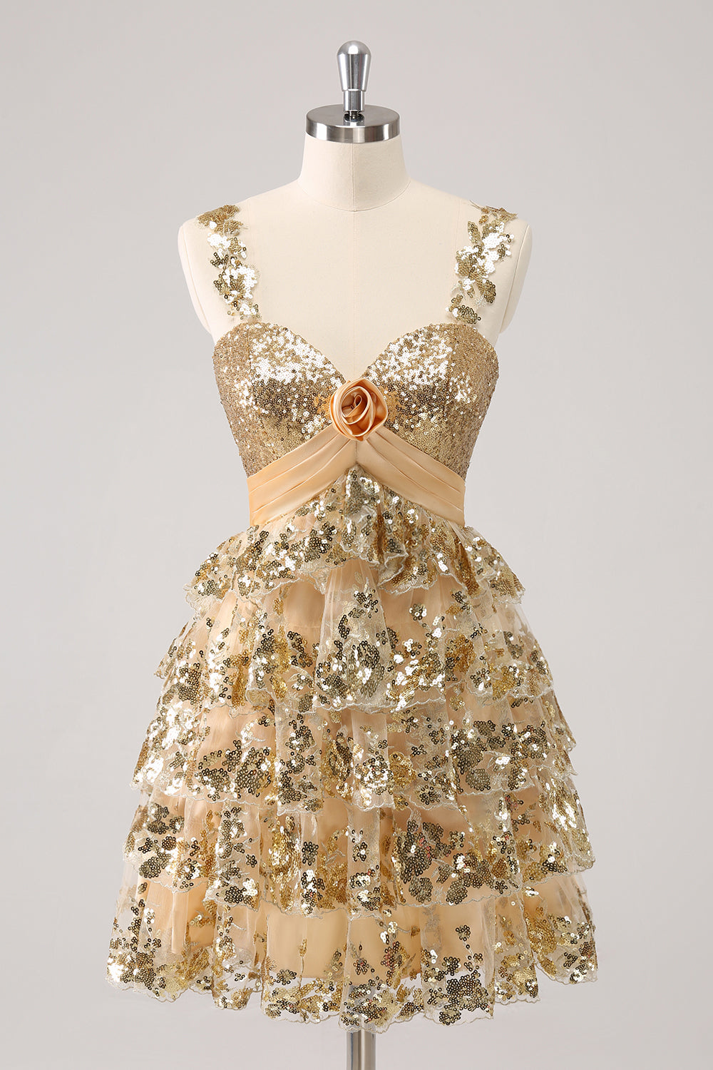 Sparkly Blue A Line Sequins Short Ruffled Homecoming Dress/Mini Dress