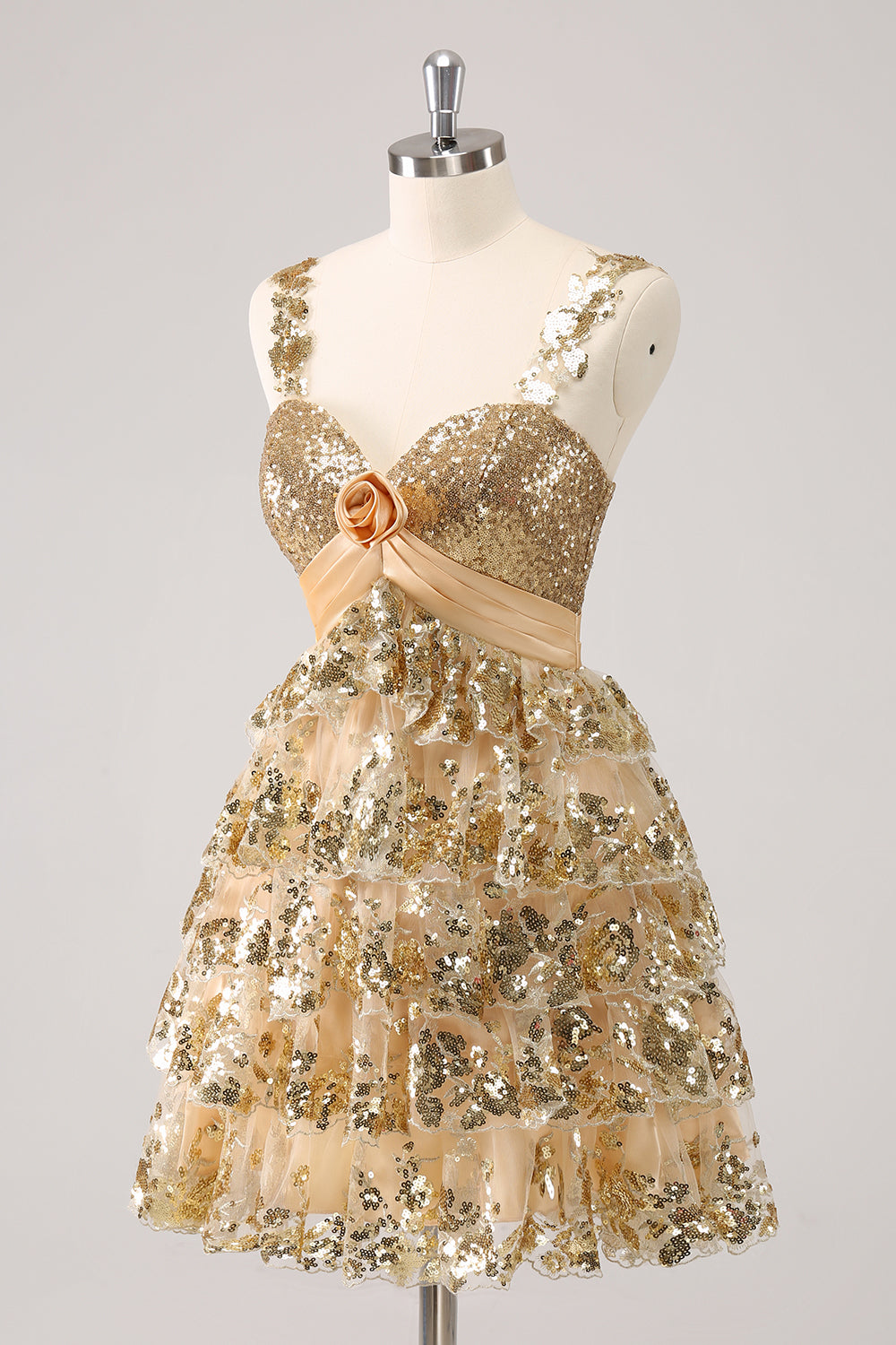 Sparkly Blue A Line Sequins Short Ruffled Homecoming Dress/Mini Dress