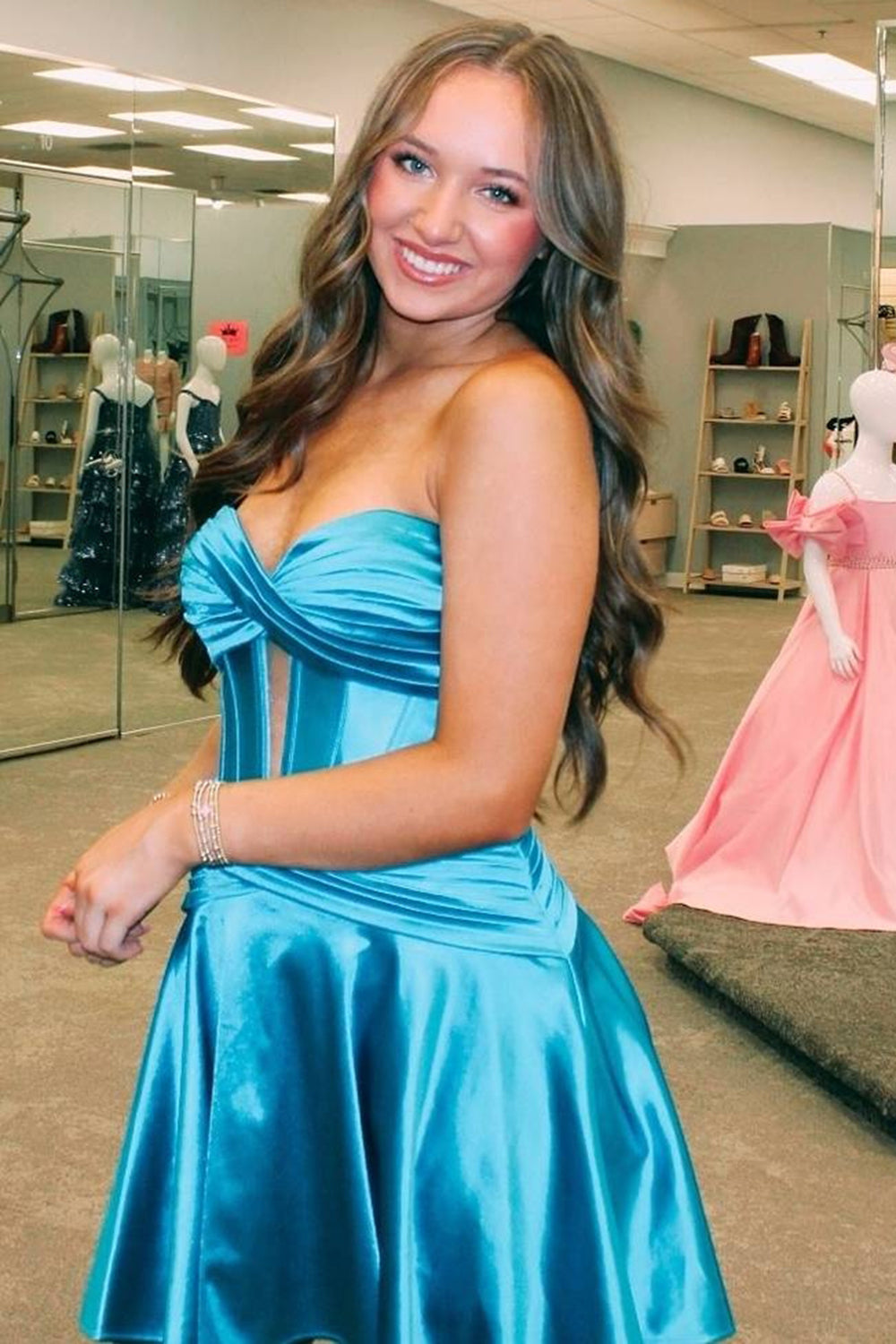 Fuchsia Sweetheart Corset A Line Short Homecoming Dress/Mini Dress