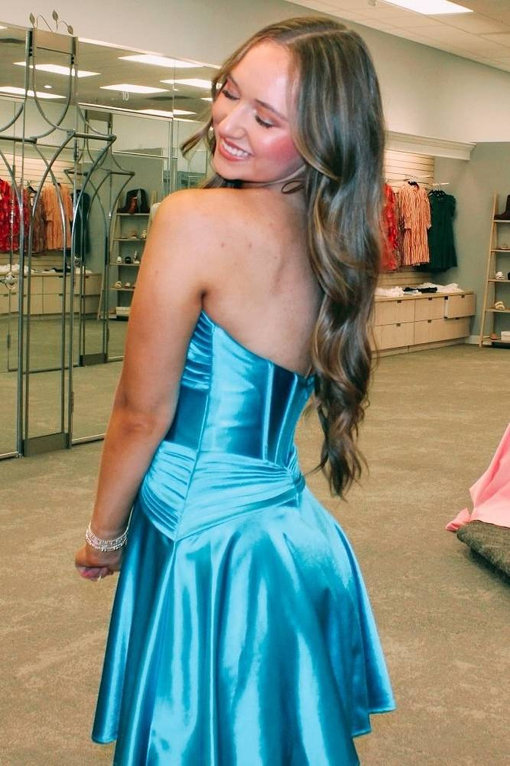 Fuchsia Strapless Corset A Line Short Homecoming Dress/Mini Dress