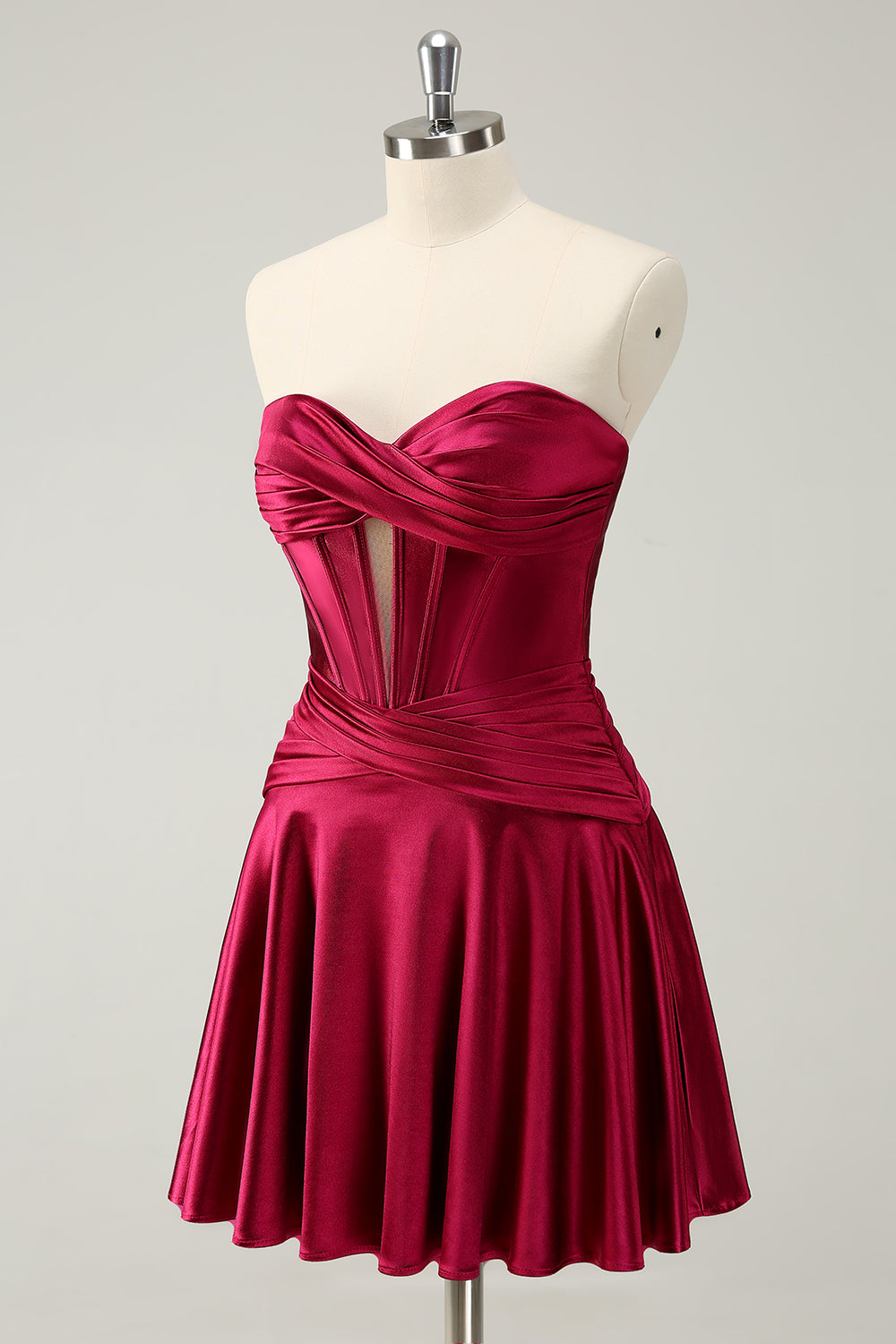 Fuchsia Strapless Corset A Line Short Homecoming Dress/Mini Dress