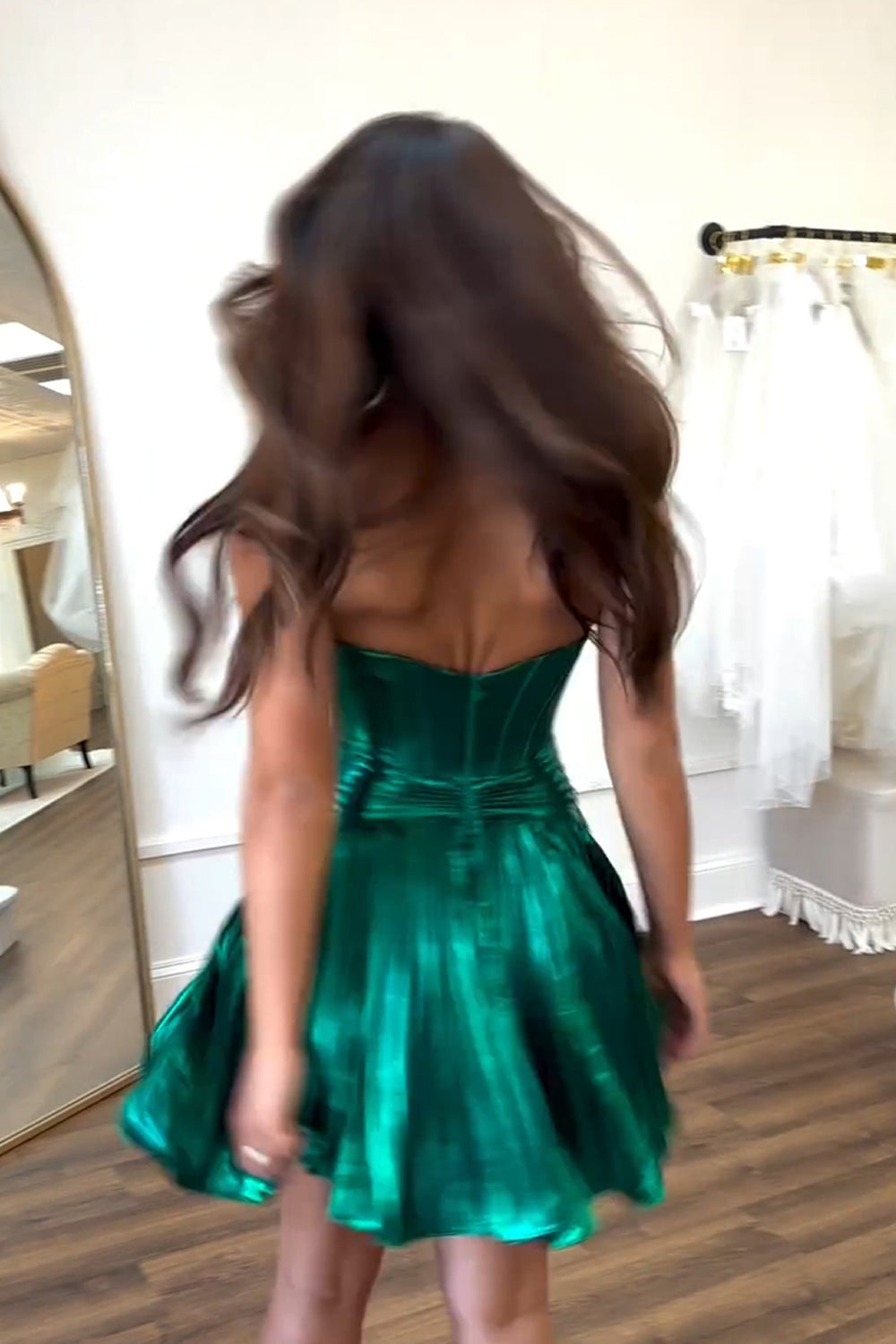 Dark Green Corset Sweetheart A Line Short Homecoming Dress/Mini Dress