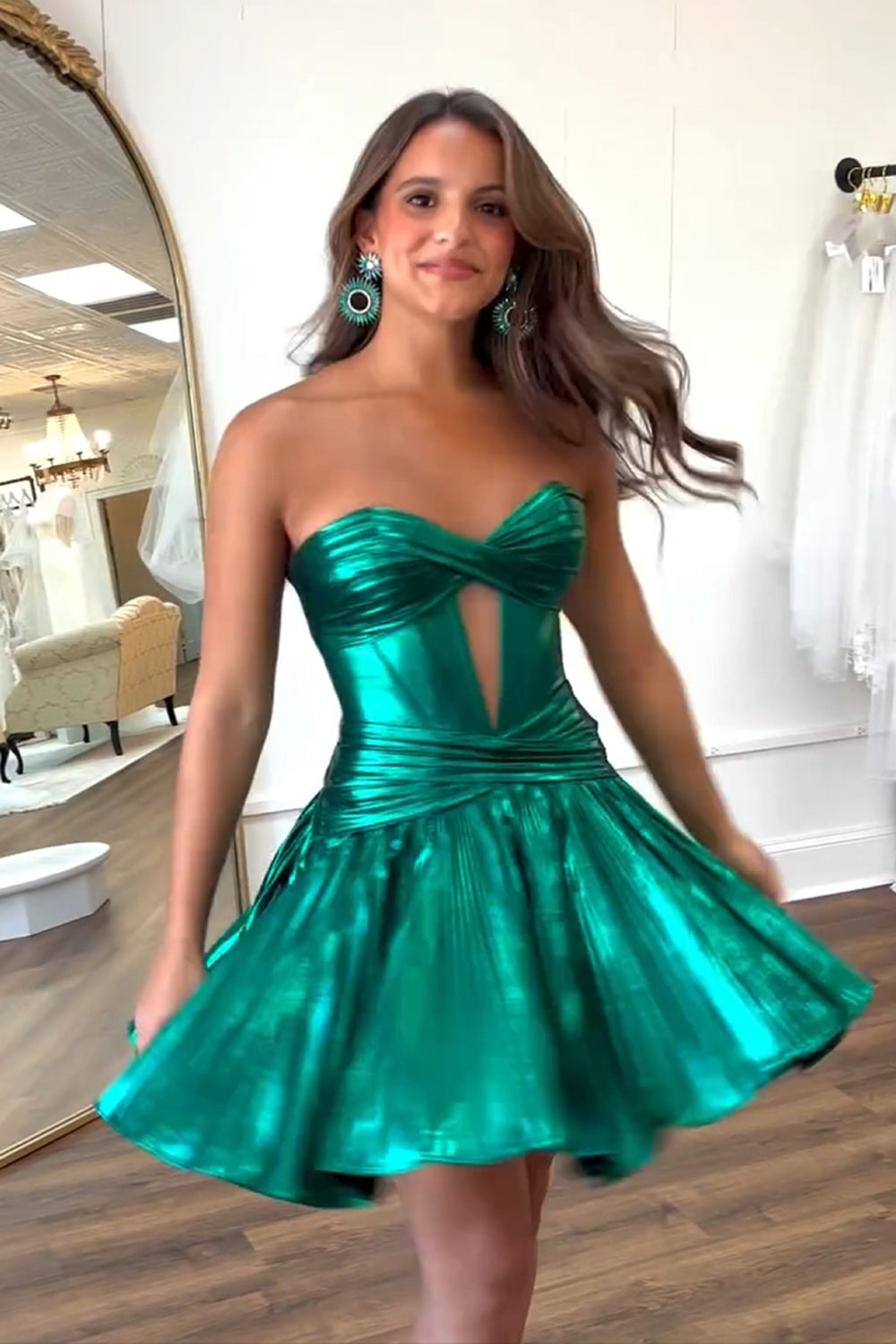 Dark Green Corset Sweetheart A Line Short Homecoming Dress/Mini Dress