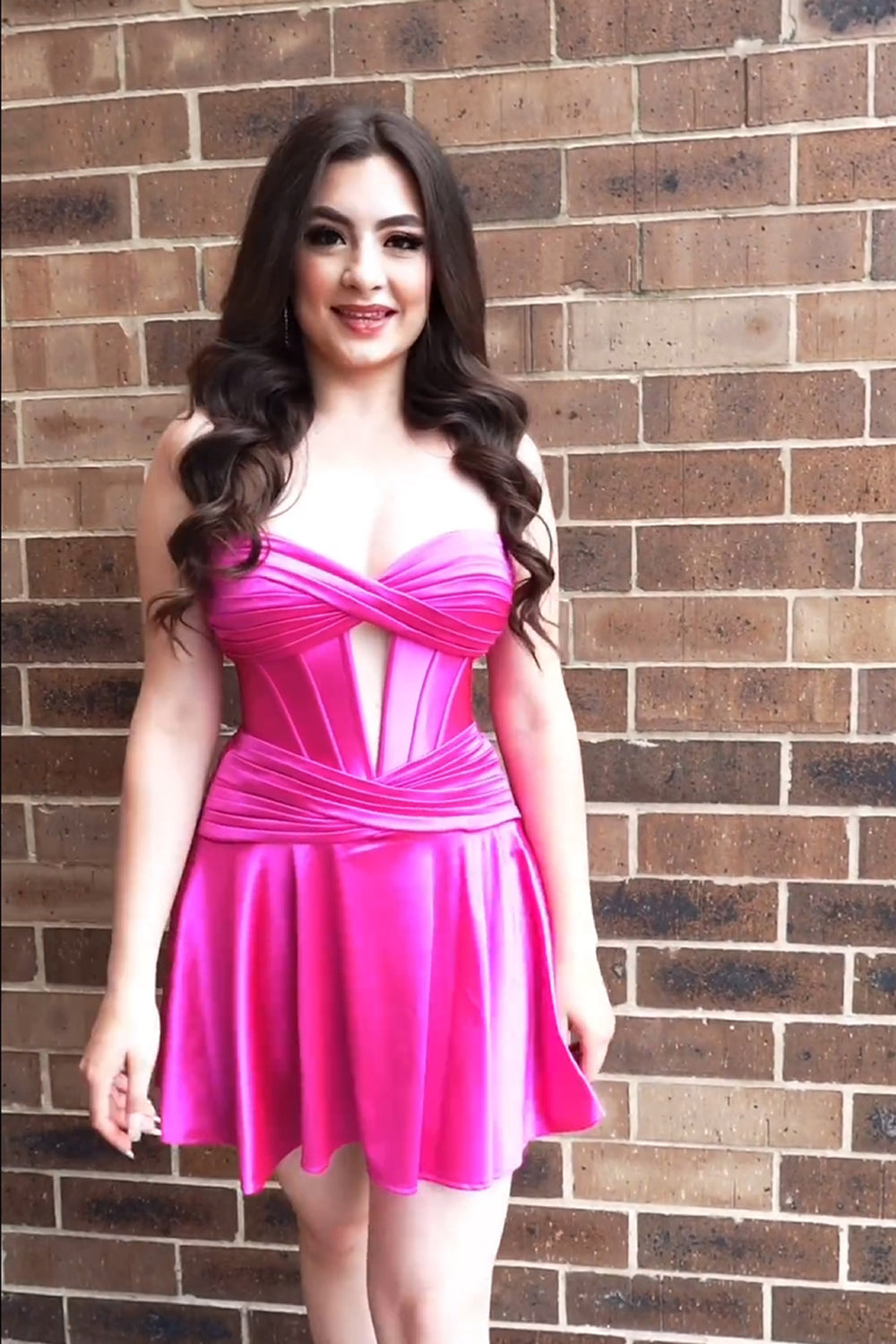 Fuchsia Sweetheart Corset A Line Short Homecoming Dress/Mini Dress