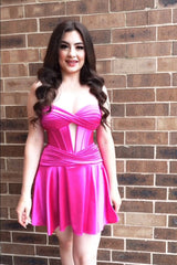 Fuchsia Sweetheart Corset A Line Short Homecoming Dress/Mini Dress