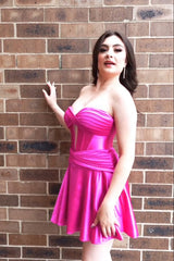 Fuchsia Sweetheart Corset A Line Short Homecoming Dress/Mini Dress