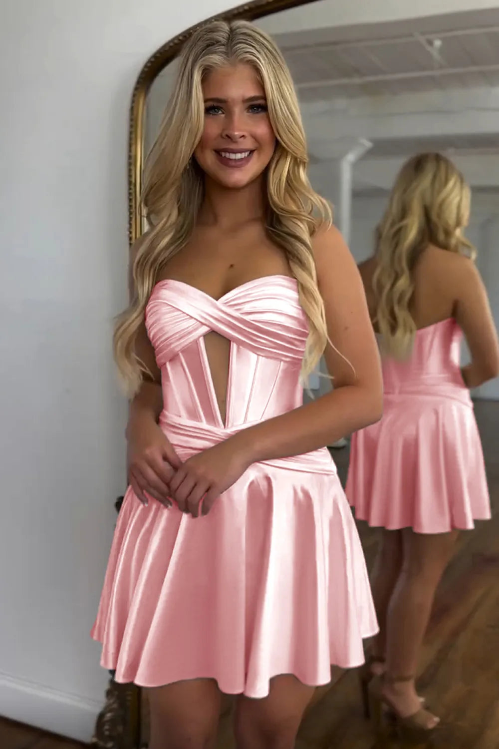 Fuchsia Strapless Corset A Line Short Homecoming Dress/Mini Dress