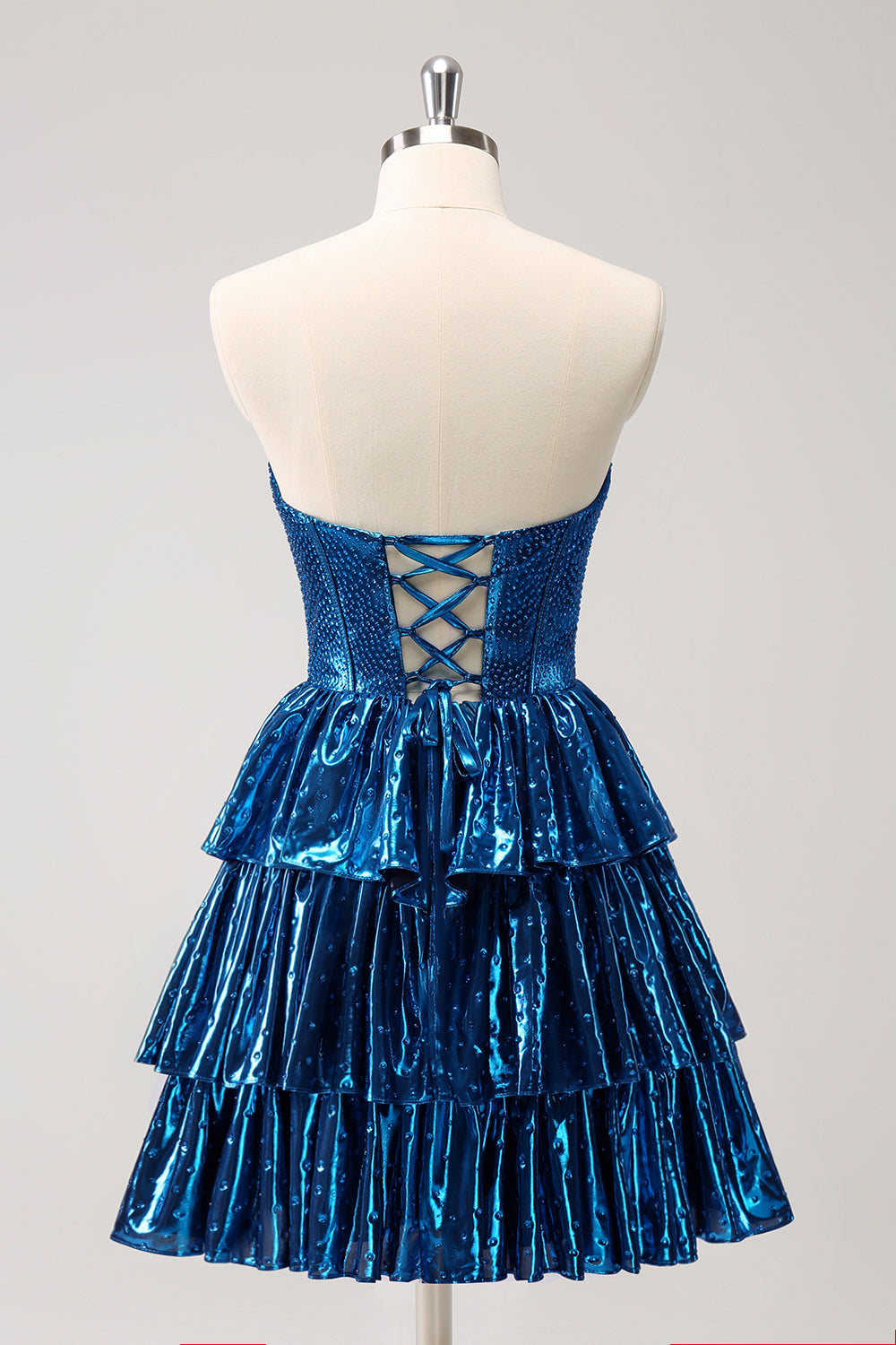 Sparkly Peacock Blue Sweetheart Ruffled Short Homecoming Dress/Mini Dress