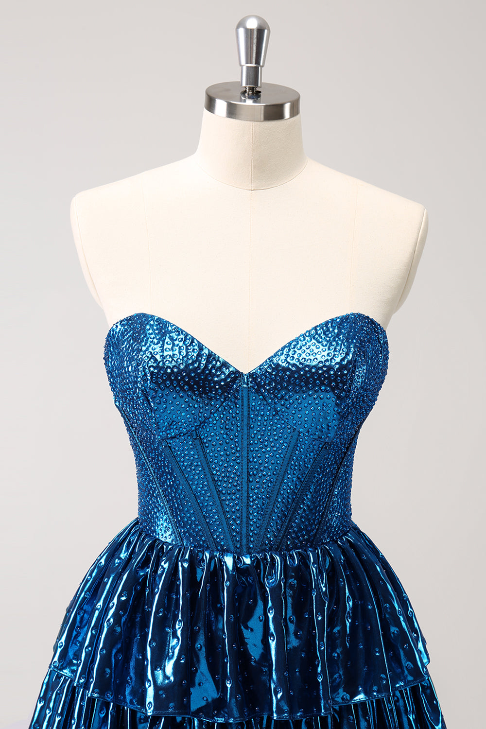 Sparkly Peacock Blue Sweetheart Ruffled Short Homecoming Dress/Mini Dress