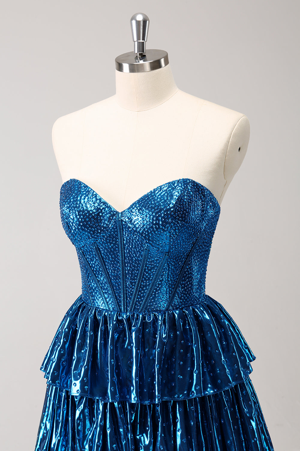 Sparkly Peacock Blue Sweetheart Ruffled Short Homecoming Dress/Mini Dress