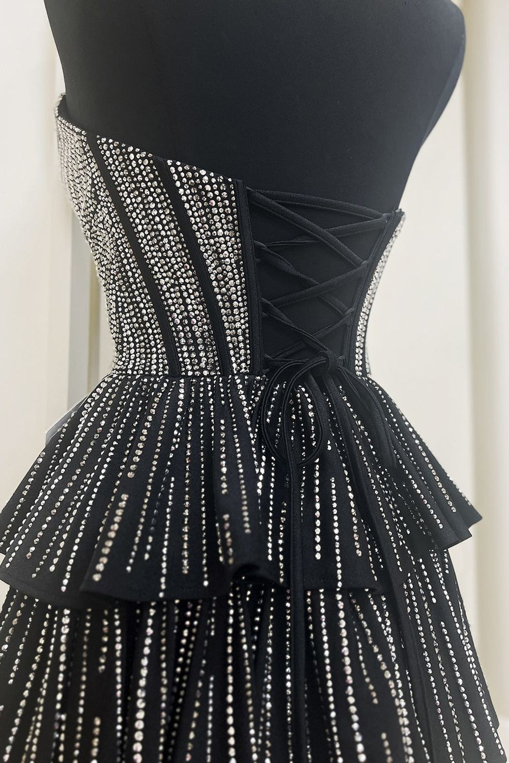 Sparkly Lilac A Line Corset Strapless Tiered Short Homecoming Dress/Mini Dress