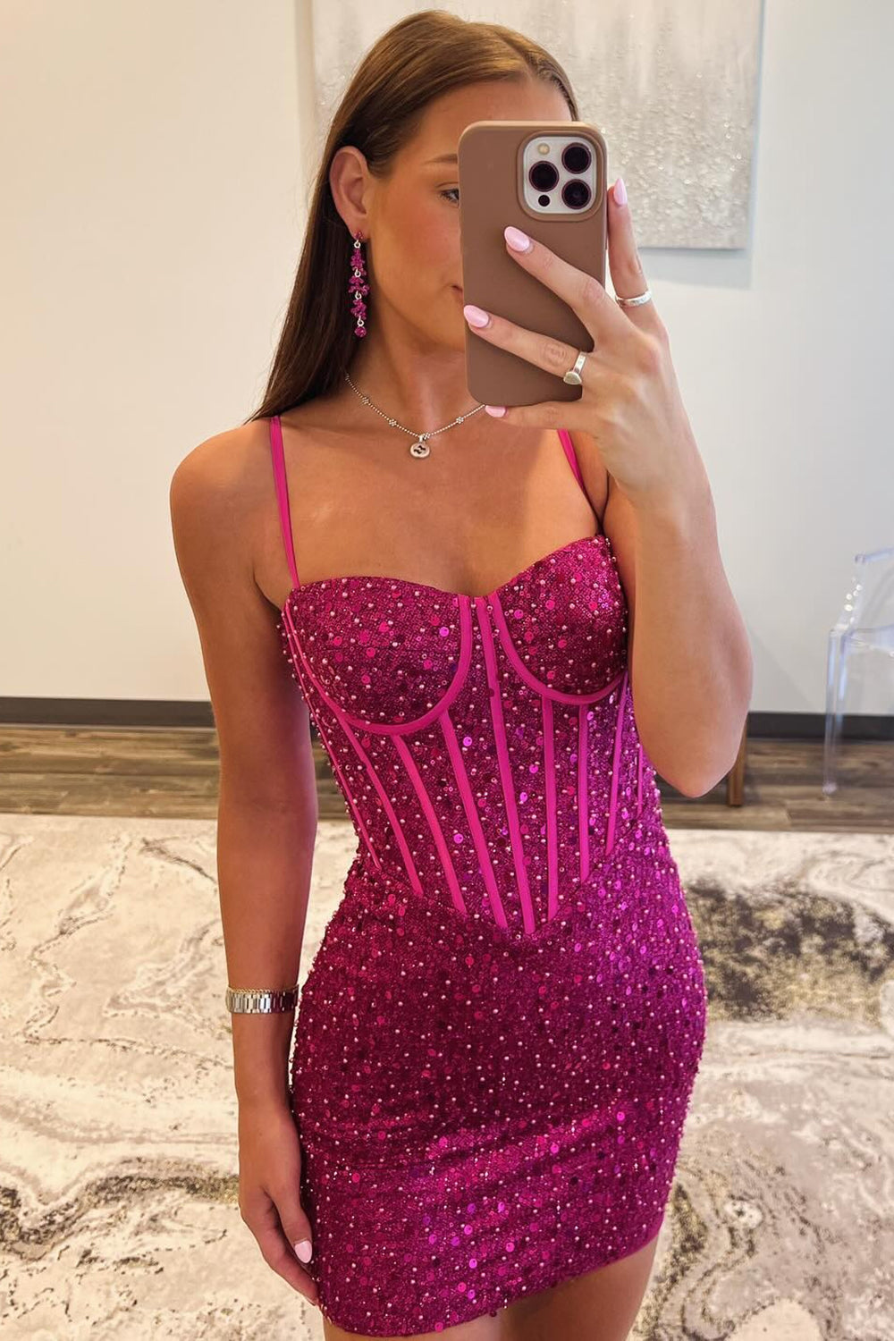 Sparkly Blue Spaghetti Straps Corset Tight Short Homecoming Dress/Mini Dress