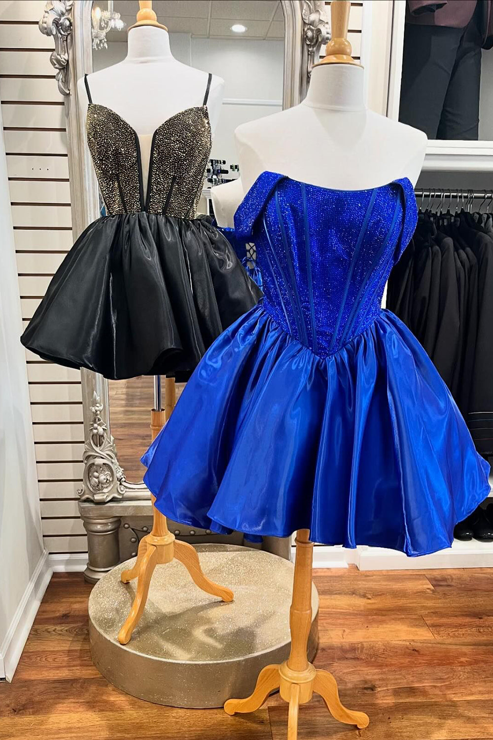 Red Sparkly Off The Shoulder Corset A Line Short Homecoming Dress/Mini Dress