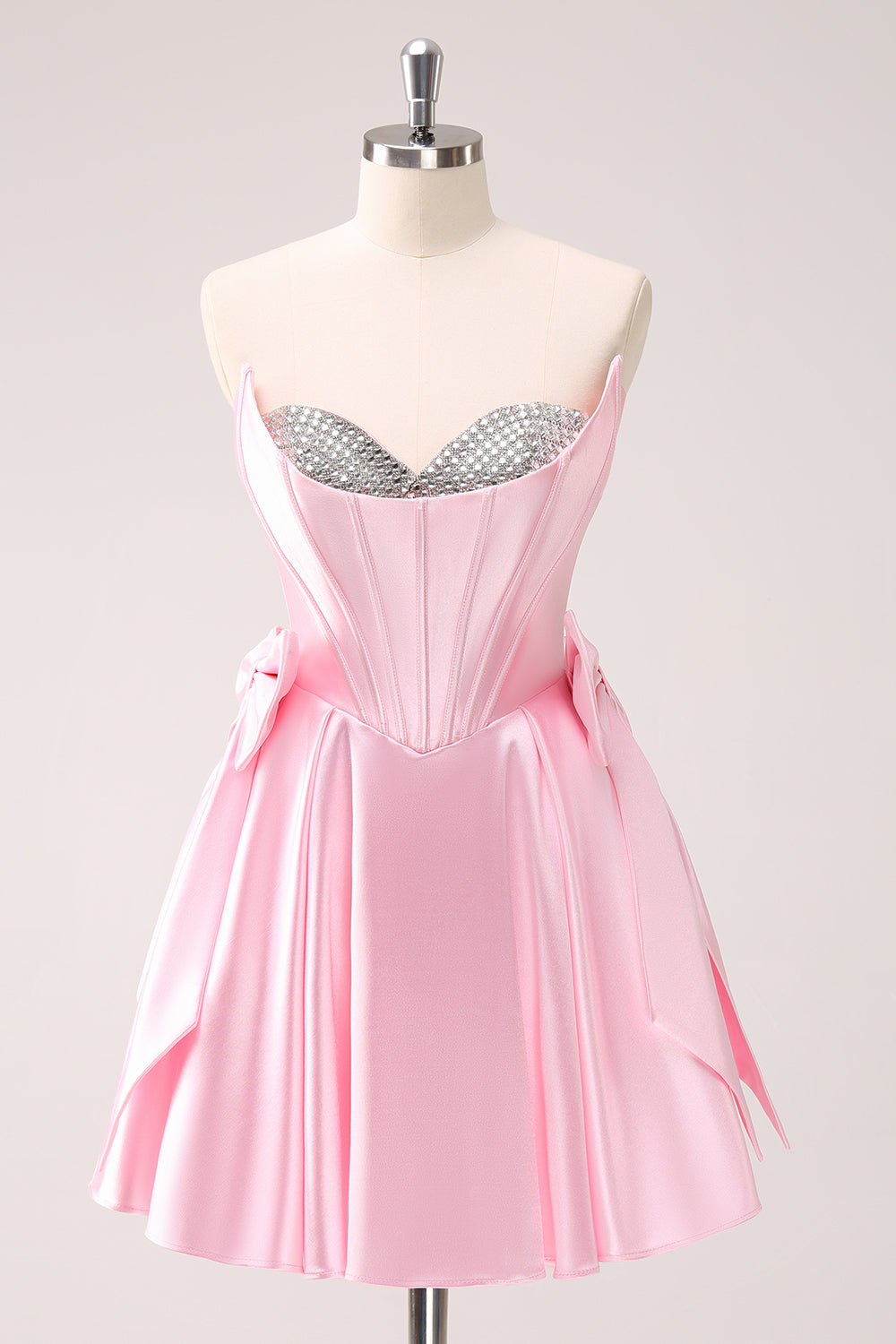 Sparkly Pink Corset Sweetheart A Line Short Homecoming Dress/Mini Dress